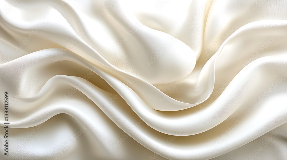 Fototapeta premium Delicate white fabric with fluid graceful waves and soft folds