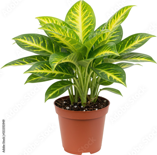 Vibrant Dieffenbachia Camille Houseplant in Brown Pot Lush Green and Yellow Foliage