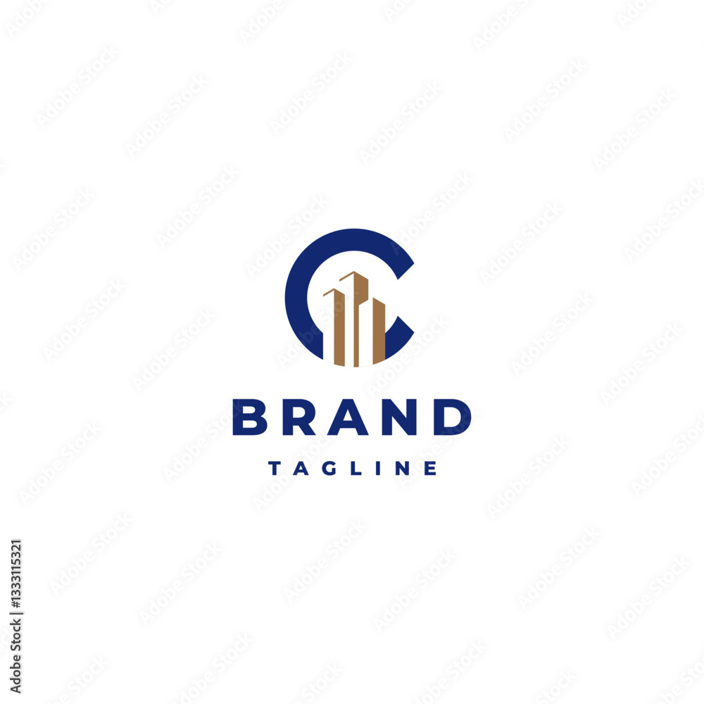 Three Skyscraper Inside Initial C Curve Letter logo. Simple Building Silhouette In Letter C Logo Letter. Three Skyscraper Inside Initial C Curve Letter logo. Simple Building Silhouette In Letter C Logo Letter.