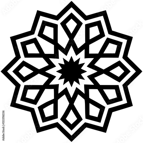 Islamic Tile Design Ornament Vector Illustration | Geometric Arabesque Pattern