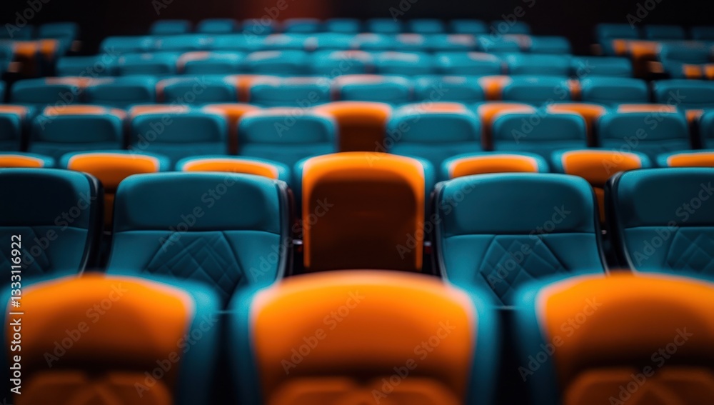 Fototapeta premium Empty Cinema Seats: Awaiting the Show