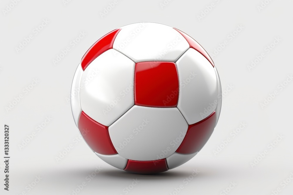 A white and red soccer ball isolated on white background A white and red soccer ball isolated on white background