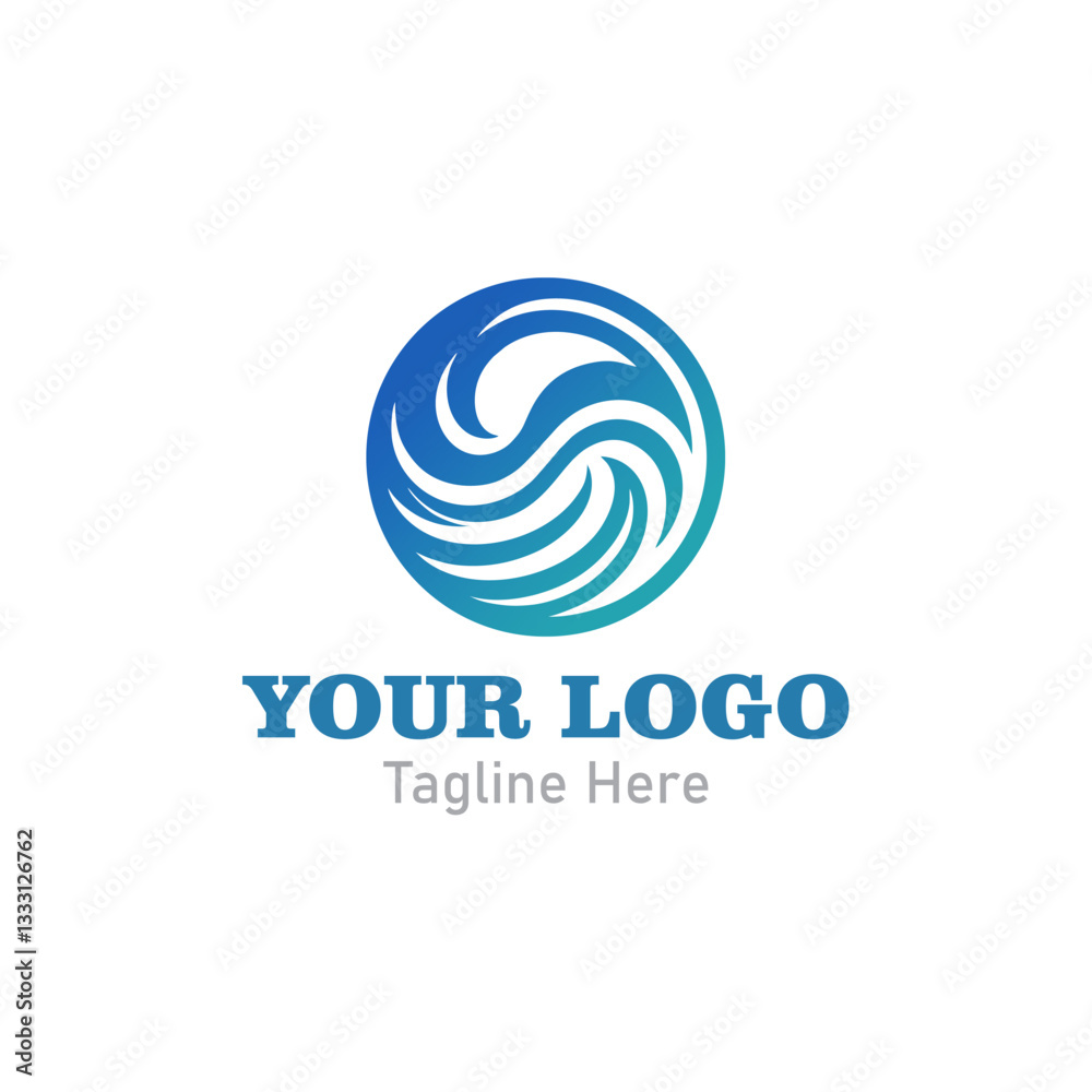Modern Logo With a blue wave design. Modern Logo With a blue wave design.