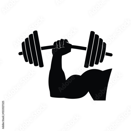man lifting dumbbell silhouette symbol icon vector on white background