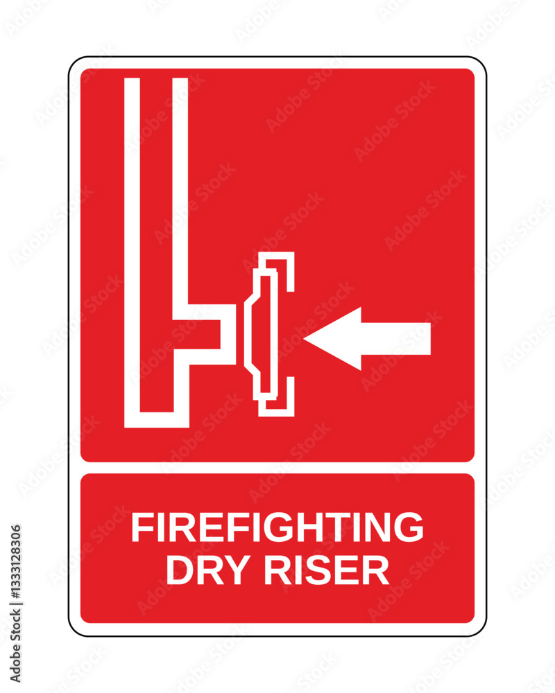 Obraz premium Firefighting Dry Riser Sign, Fire Protection Equipment Sign with Vertical Explanation - High Quality Vector Stock Image