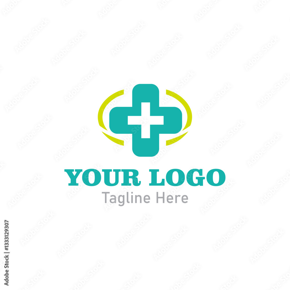 Generic medical logo with a green cross inside two yellow circles.