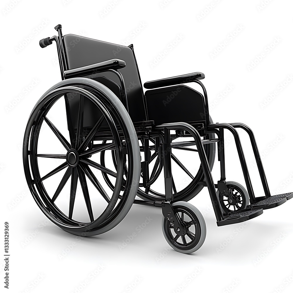 Fototapeta premium Black Wheelchair Studio Shot.