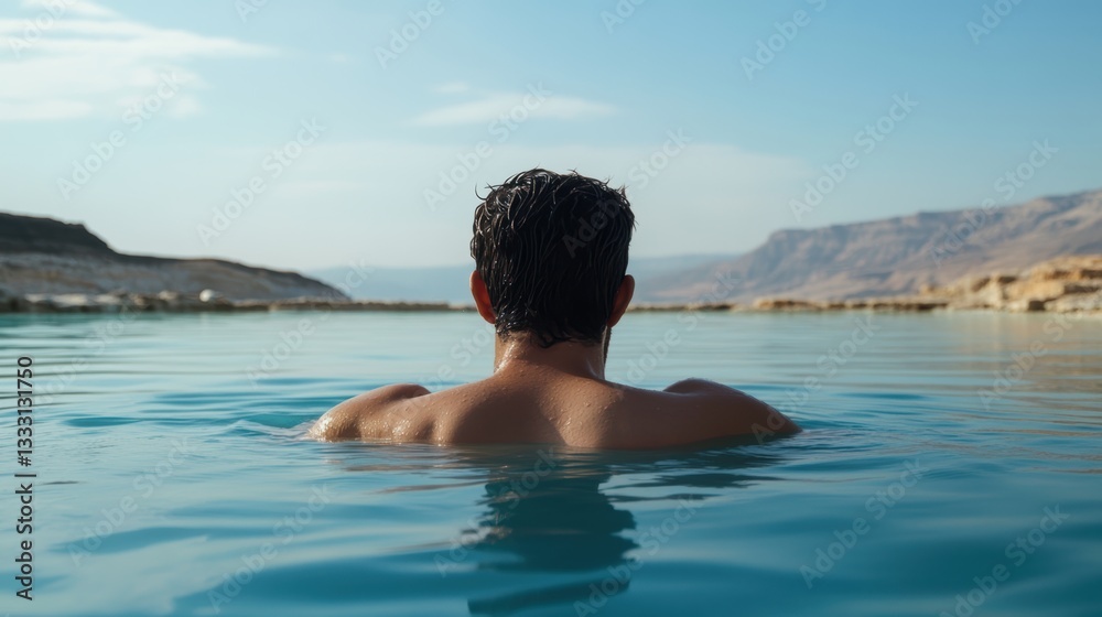 A man swims gracefully in clear water, enjoying the refreshing experience. A man swims gracefully in clear water, enjoying the refreshing experience.
