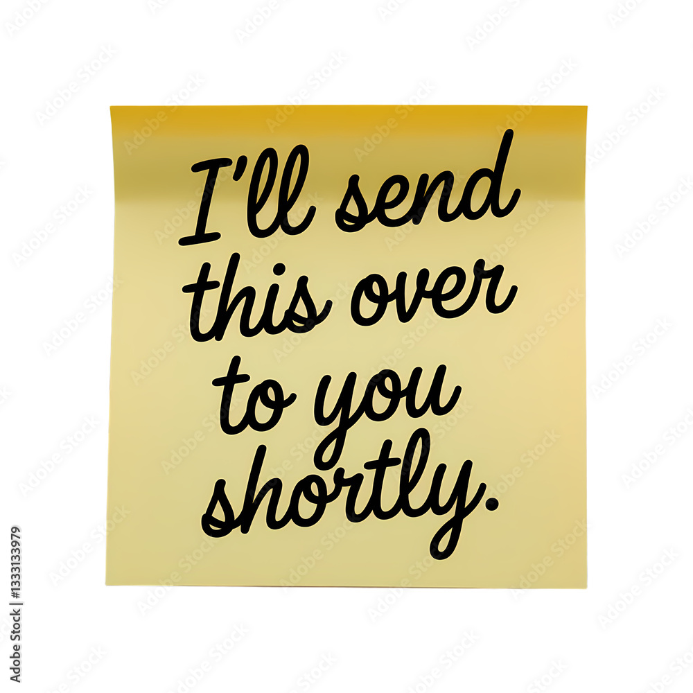 I'll send this over to you shortly message written on yellow sticky note post transparent background clipart element I'll send this over to you shortly message written on yellow sticky note post transparent background clipart element