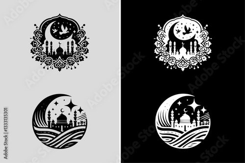 Eid special,Rome, New York, Paris,  t-shirt, quite vector illustration  this is a t-shirt design. Eid special,