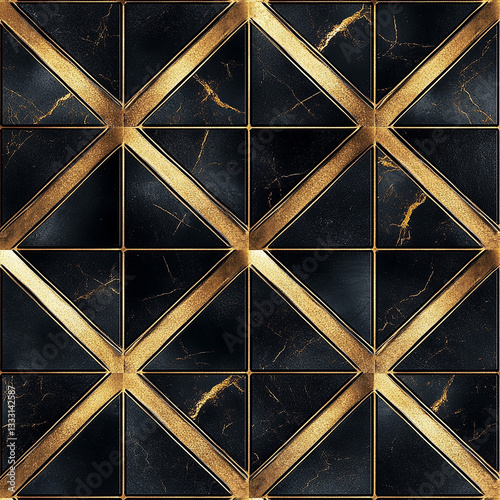 Seamless geometric pattern with gold and black