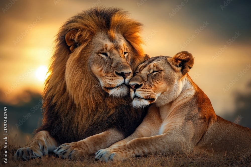 custom made wallpaper toronto digitalMajestic Lions Embracing at Sunset in Natural Habitat