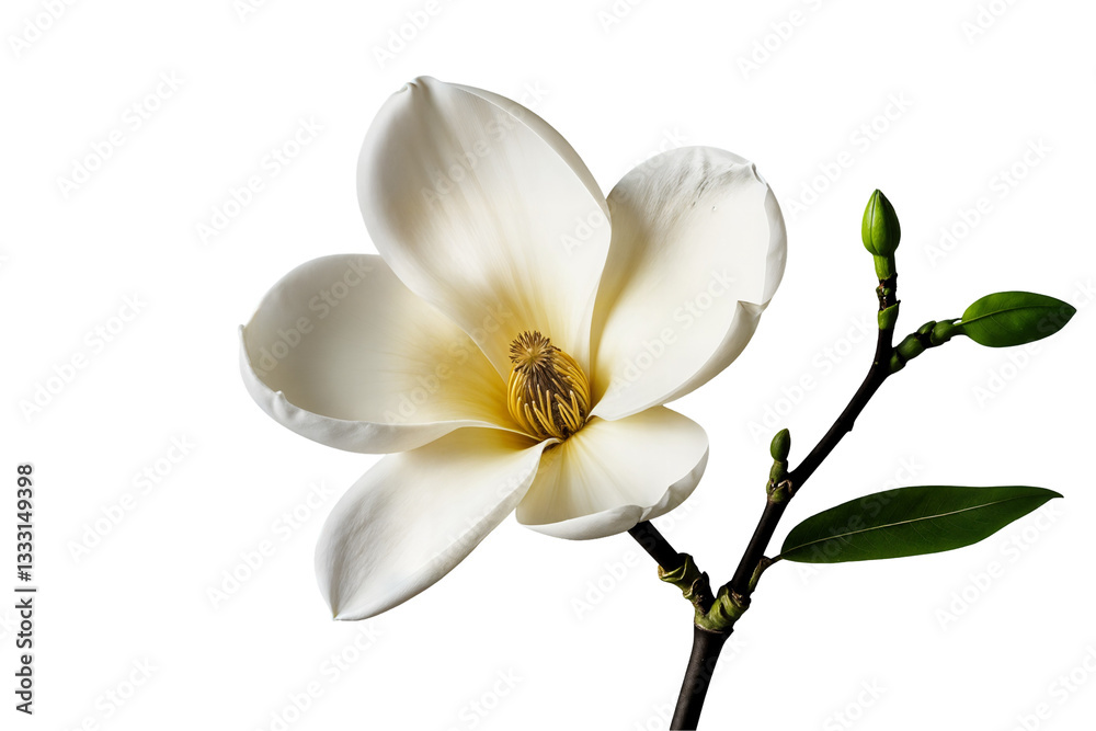Obraz premium a stunning magnolia flower in full bloom against a simple flower outline una impresionante flor de magnolia en plena floración sobre un sencillo contorno floral