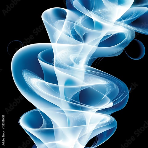 Blue Smoke Swirl for Abstract Design, Dark Background.