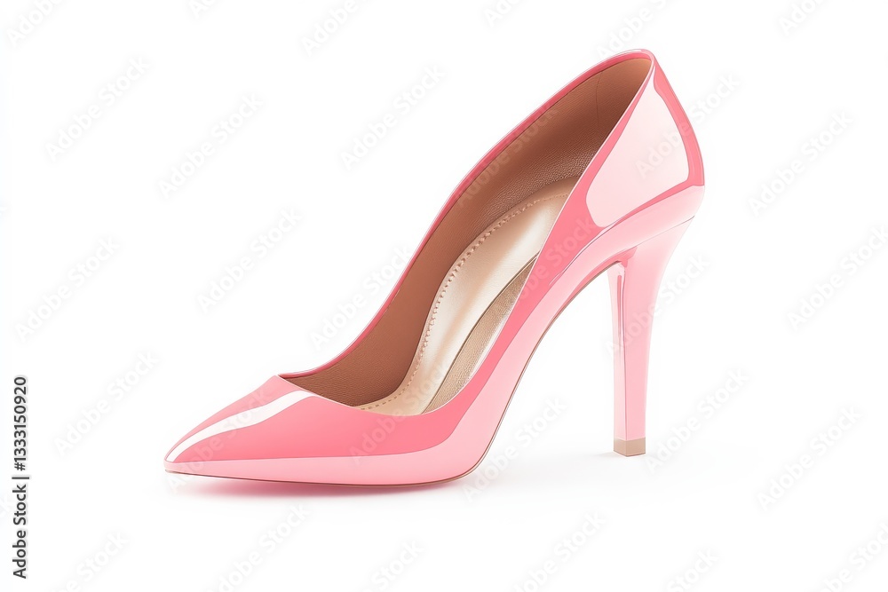 a pink high heel shoe with a pointed heel cutout for summer beach cocktail club party flyer design isolated on white background