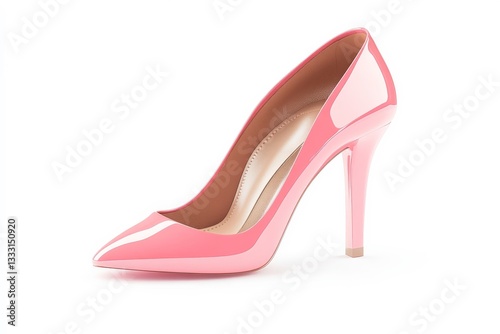 Obraz na płótnie a pink high heel shoe with a pointed heel cutout for summer beach cocktail club party flyer design isolated on white background w salonie