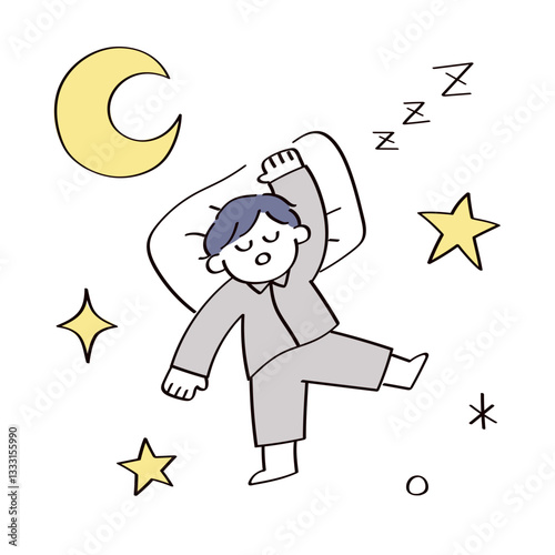 眠っている子供のイラスト