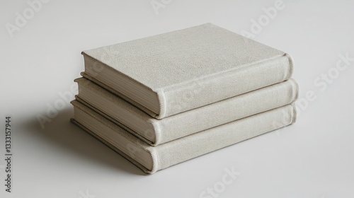 Three Stacked Blank Books on a Minimalist Background