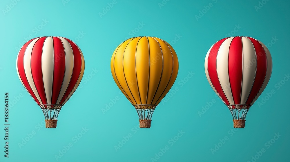 Obraz premium Colorful Hot Air Balloons Floating Against a Turquoise Sky