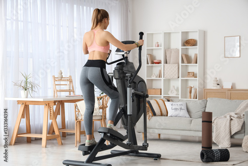 Sporty young woman training...