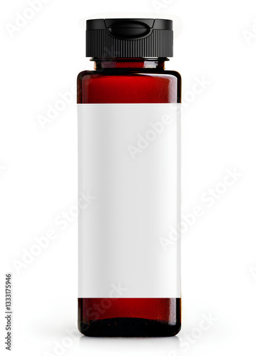 Mockup Bottle, Clear white label, black cap