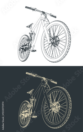 Freeride mountain bike illustrations
