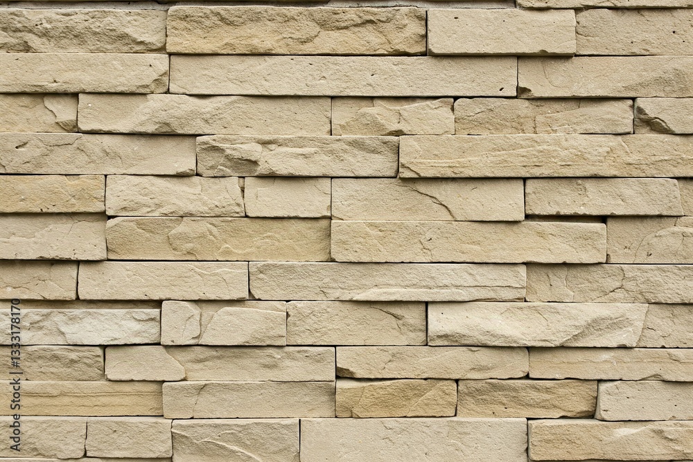 Fototapeta premium Beige stone veneer wall texture background