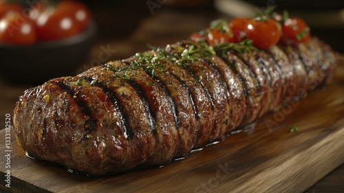 Wallpaper Mural Roasted, seasoned meatloaf on a wooden board Torontodigital.ca