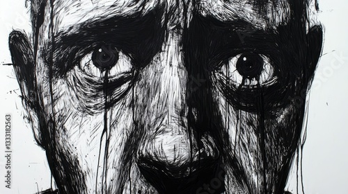Distressed face black paint dripping down