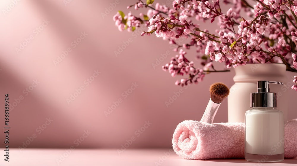A minimalist beauty salon banner with a soft pastel background in blush pink, beige, or light lavender A minimalist beauty salon banner with a soft pastel background in blush pink, beige, or light lavender