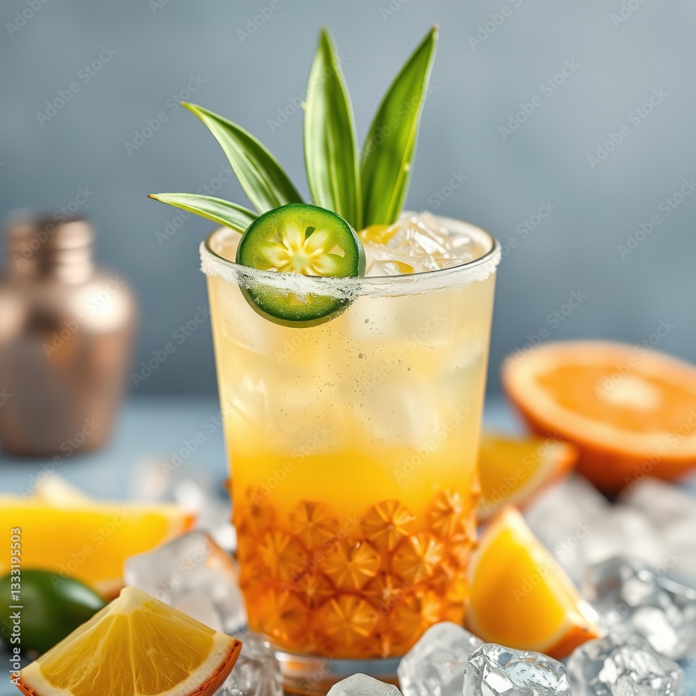 Fototapeta premium Refreshing Pineapple Jalapeno Margarita Summer Drink