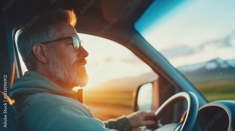 custom made wallpaper toronto digitalMan Driving Vehicle During Golden Hour Sunset
