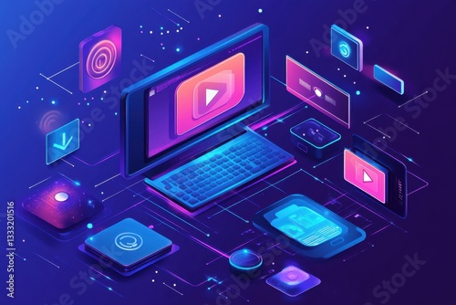 Blockchain-Based NFT and Online Content Platform Concept Art / abstract technology background