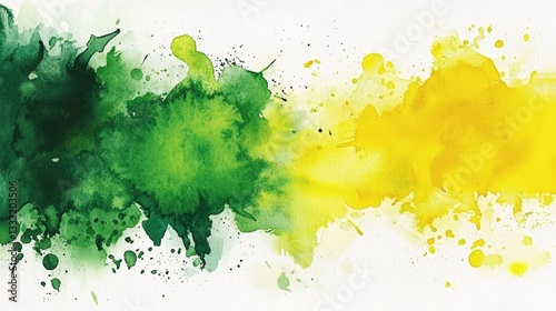 Eye-catching watercolor splash illustration in yellow and green tones.
