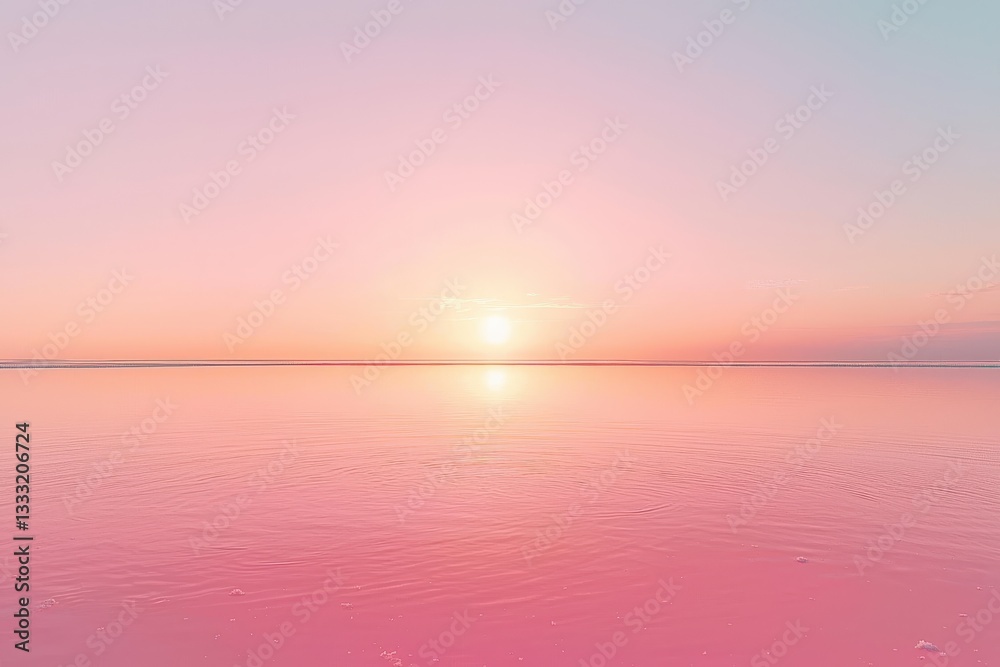 Fototapeta premium Serene Sunrise Over Calm Pink Waters with Soft Gradient Colors