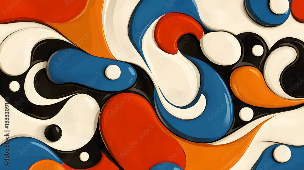 Obraz premium Colorful Abstract Fluid Shapes and Patterns on a Smooth Surface