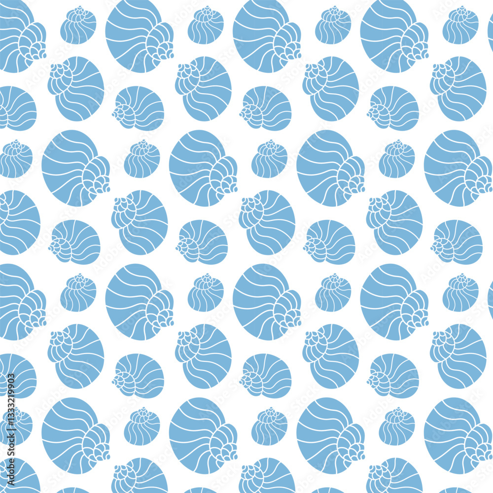 Seamless Nautical Pattern with Hand-Drawn Seashells, Sea creatures background, vector, pastel blue colors Seamless Nautical Pattern with Hand-Drawn Seashells, Sea creatures background, vector, pastel blue colors