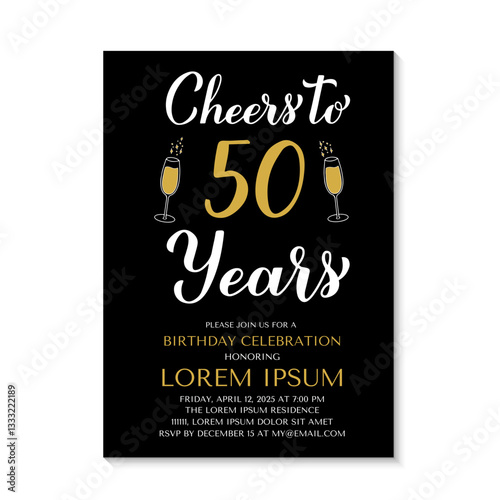 Obraz na płótnie 50th Birthday or Anniversary invitation card. Cheers to 50 years. Birthday Party invite. Vector template. w salonie