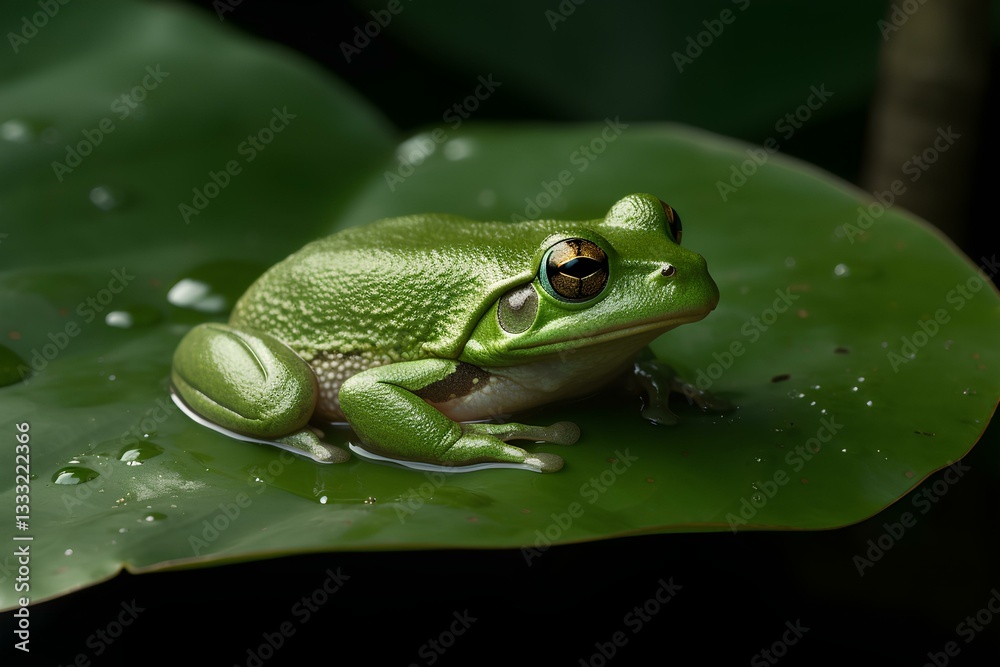 Naklejka premium frog on a leaf