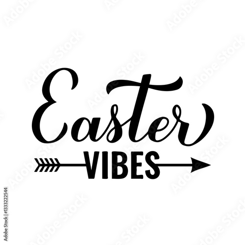 Obraz na płótnie Easter Vibes calligraphy hand lettering. Easter quote typography poster. Vector template for party invitation, postcard, banner, sticker, etc. w salonie