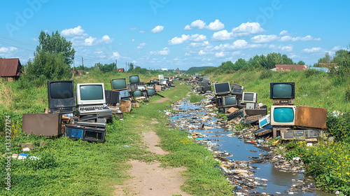 Electronic Waste Along a Dirty Path with Old Television Sets