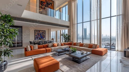 A two-story villa in Dubai by Hooshang Seyhoun Modern with large floor-to-ceiling windows