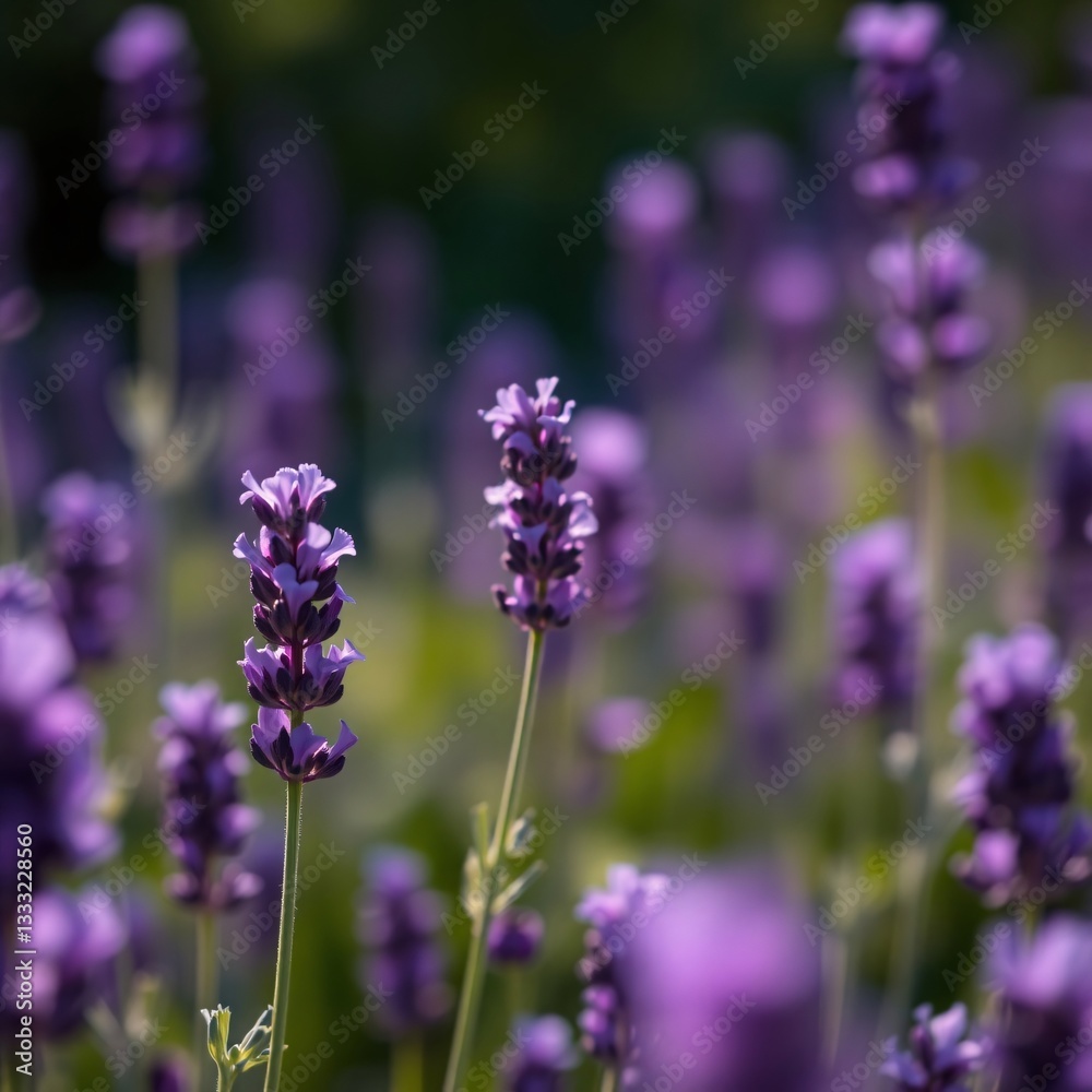 Obraz premium lavender field with soft focus and vibrant purple flowers in natural sunlight