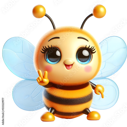 Cute 3d bee isolated on white background