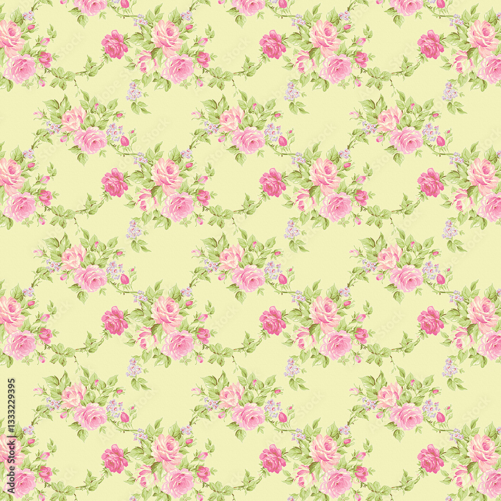 Seamless repeating floral bouquet with rose pattern, valentine's day and love fabric Seamless repeating floral bouquet with rose pattern, valentine's day and love fabric