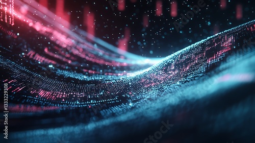 Abstract digital data motion with cloud icon and futuristic code flow