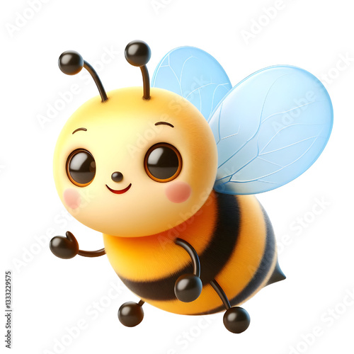 Cute 3d bee isolated on white background