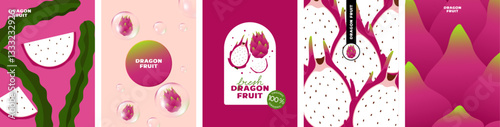 Dragon fruit poster vector illustration