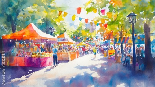 Holiday Decor Vibrant Watercolor Perspective Booths