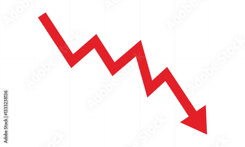 Red downward trend graph showing a decline in value
